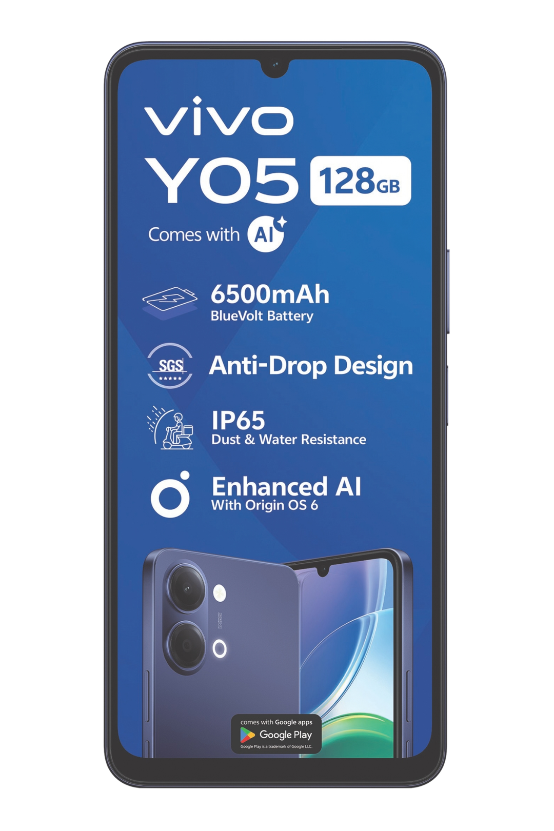 Y05 128 GB Dual Sim Cellphone - Black