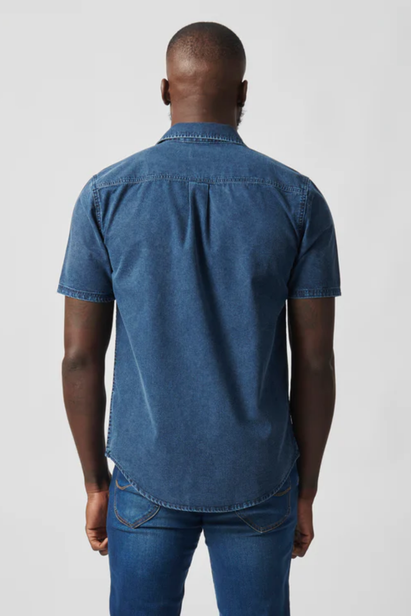 Lazy Denim Short Sleeve Shirt - Stonewash