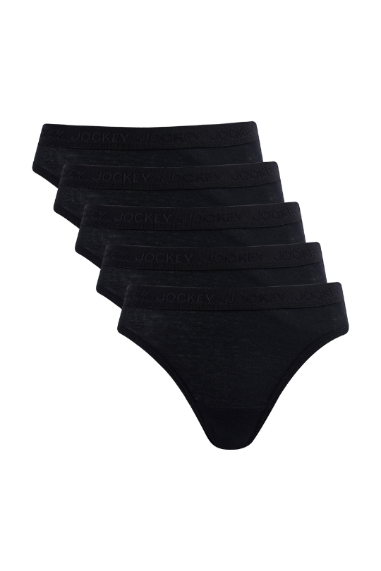 5 Pack Cotton Bikini Panties - Black