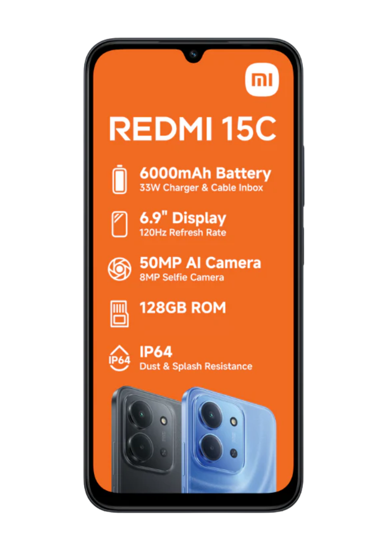 Redmi 15C 4GB + 128GB 4G Dual Sim Cellphone - Black