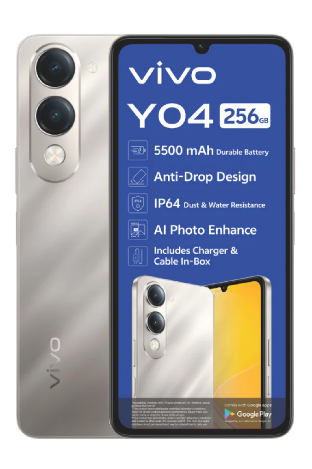 Y04 4G 256GB Dual Sim Cellphone - Gold