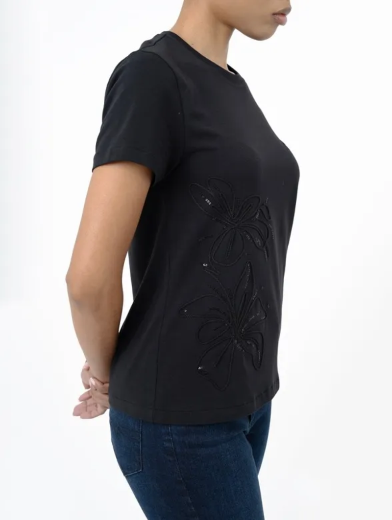 Bella Embroidered T-Shirt - Black