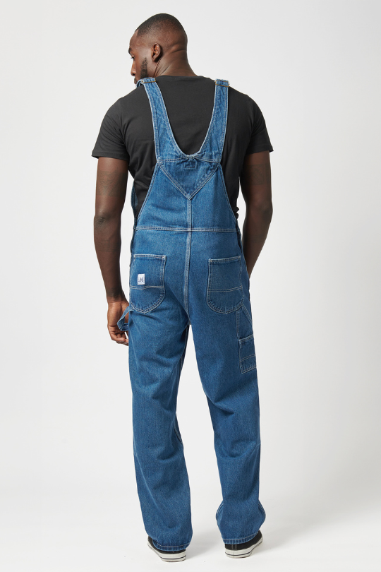 Regular Relaxed Straight Leg Denim  Dungaree - Med Wash