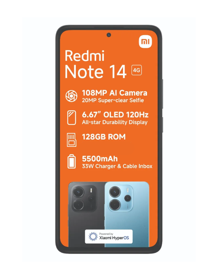 Redmi Note 14 8GB+128GB 4G Dual Sim Cellphone - Black