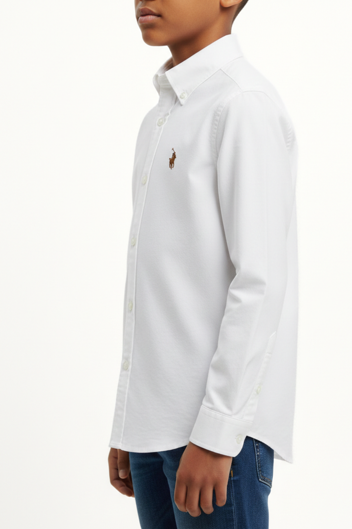 Pre-Boys Long Sleeve Formal Shirt - White
