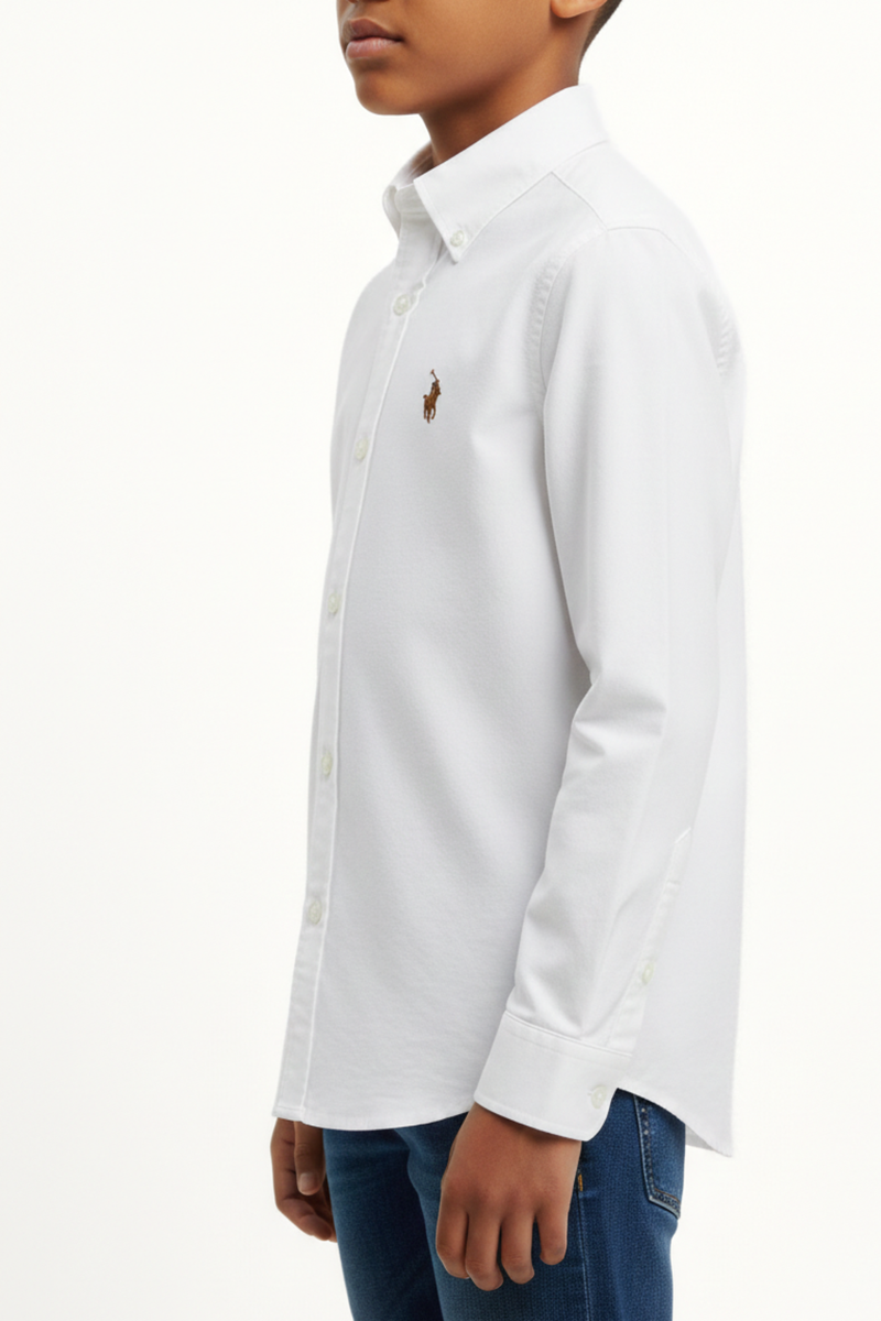 Pre-Boys Long Sleeve Formal Shirt - White