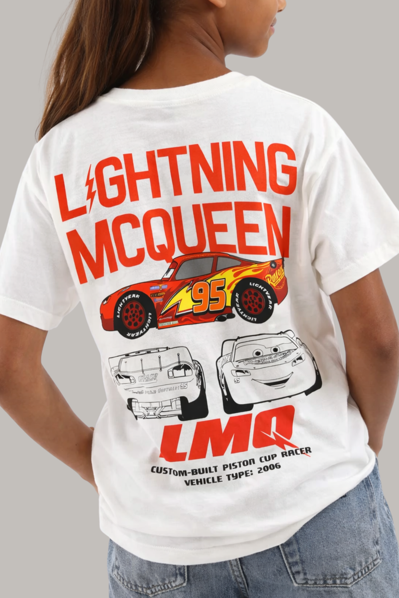 Girls Cars Graphic Oversized T-Shirt - Cream