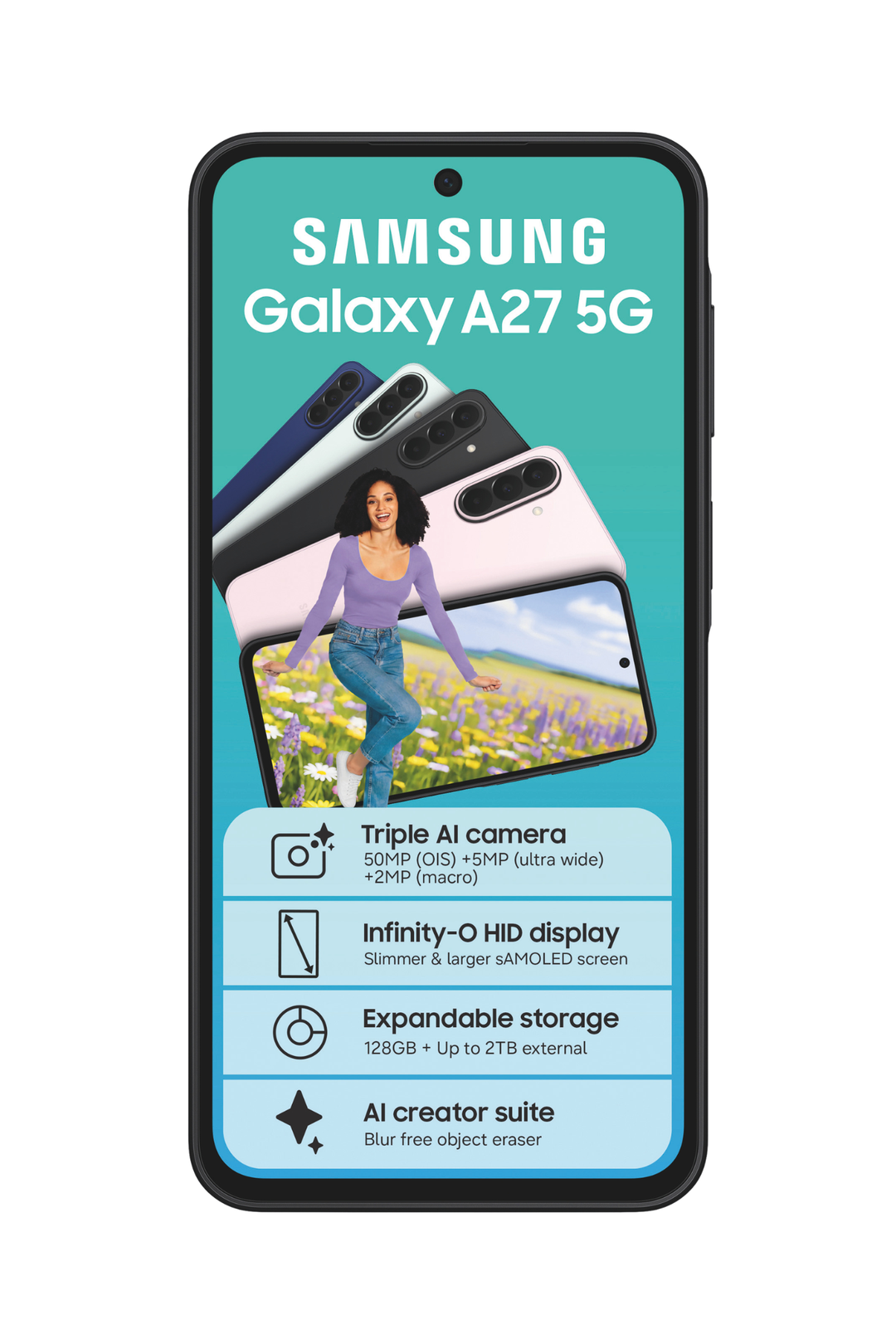 A27 6/128GB 5G Cellphone - Black