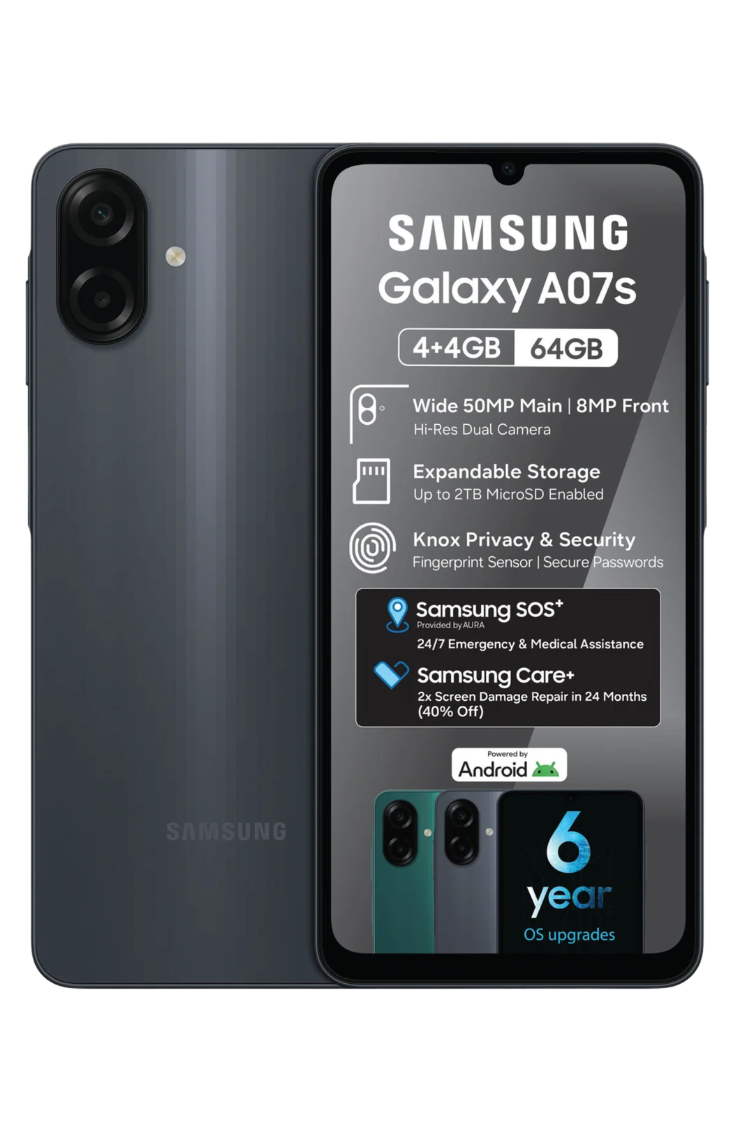 A07S 4GB +64GB Dual Sim - Black