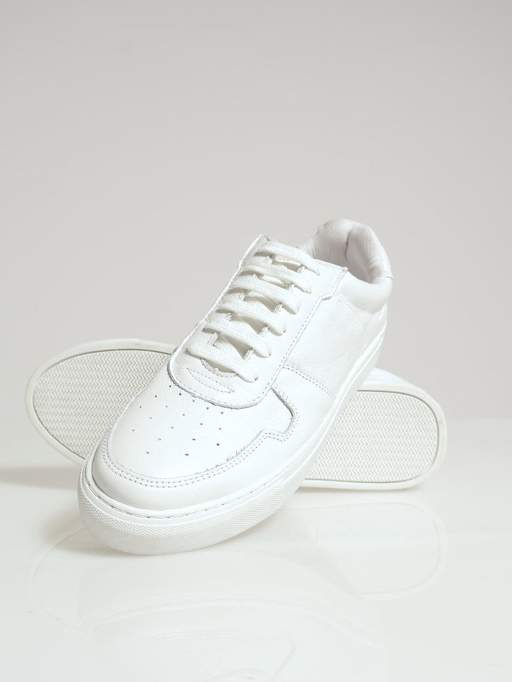 Lace-Up Leather Sneaker - White