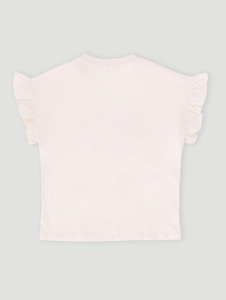 Pre-Girls Heart Sequin Tee - Cream