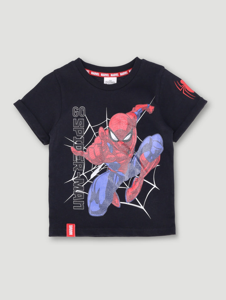 Pre- Boys Short Sleeve Spiderman Tee - Black