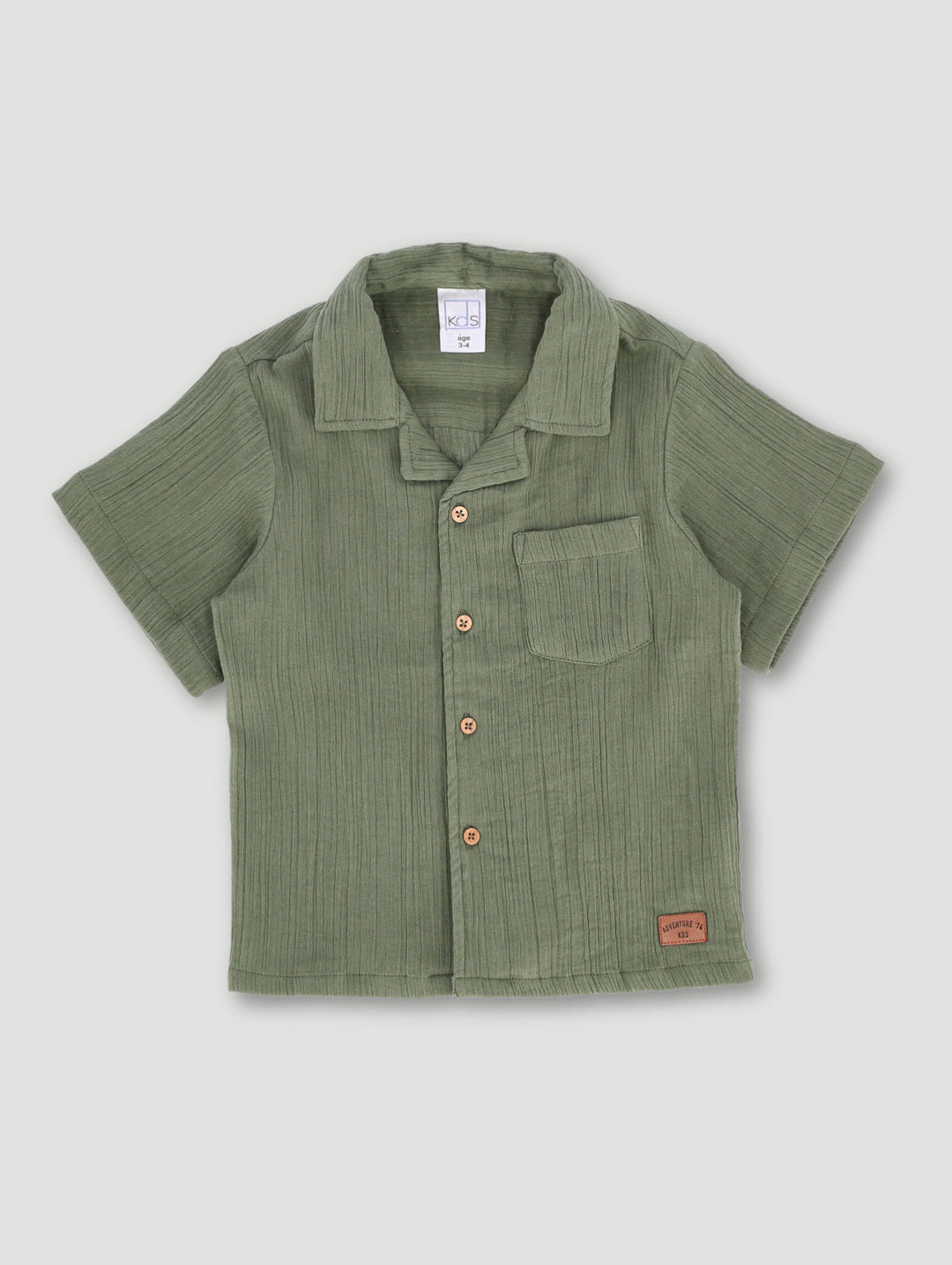 Pre-Boys Textured Muslin Shirt - Olive