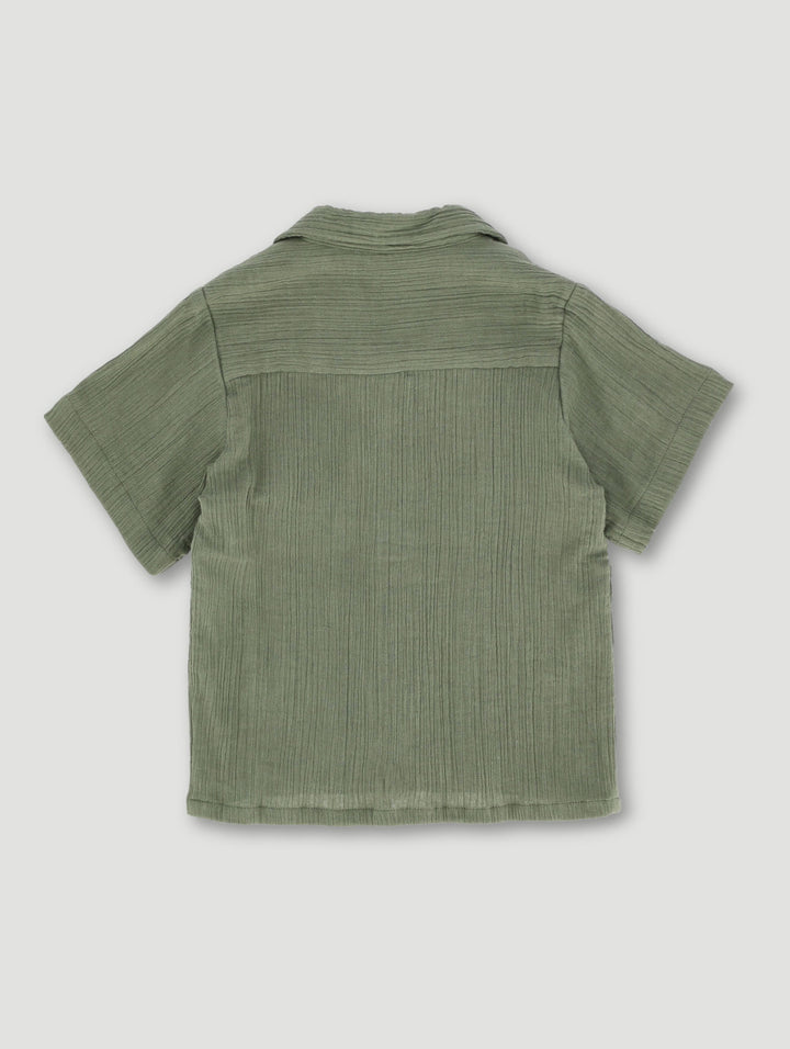 Pre-Boys Textured Muslin Shirt - Olive