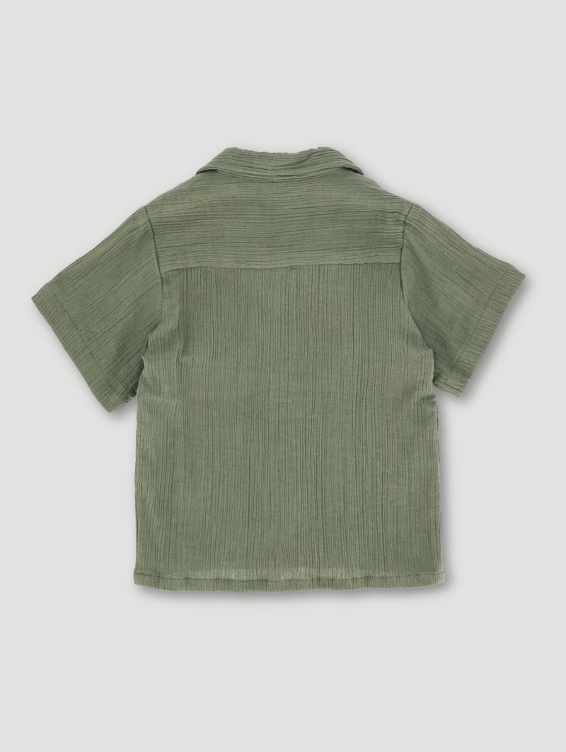 Pre-Boys Textured Muslin Shirt - Olive