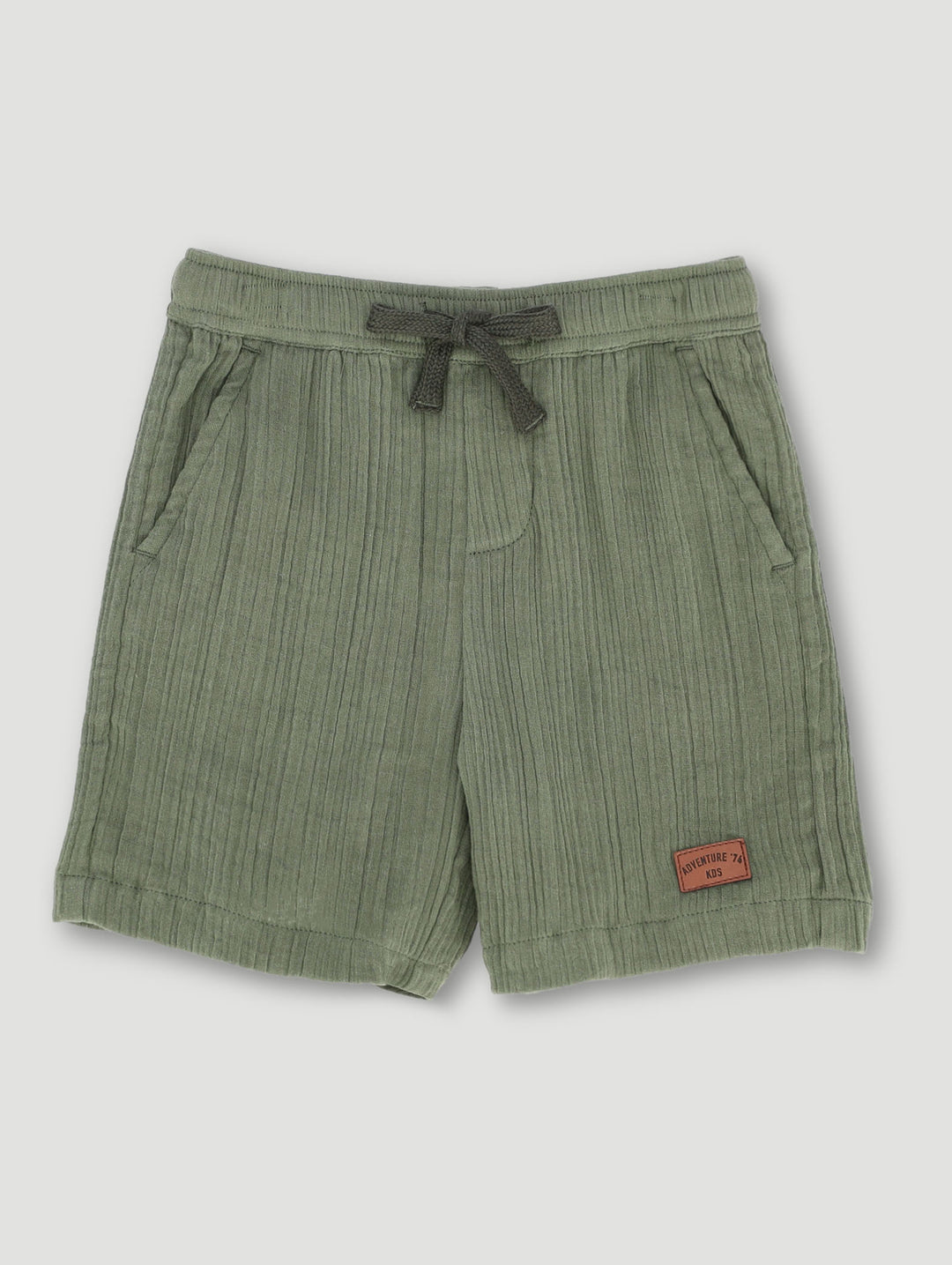 Pre-Boys Textured Muslin Shorts - Olive