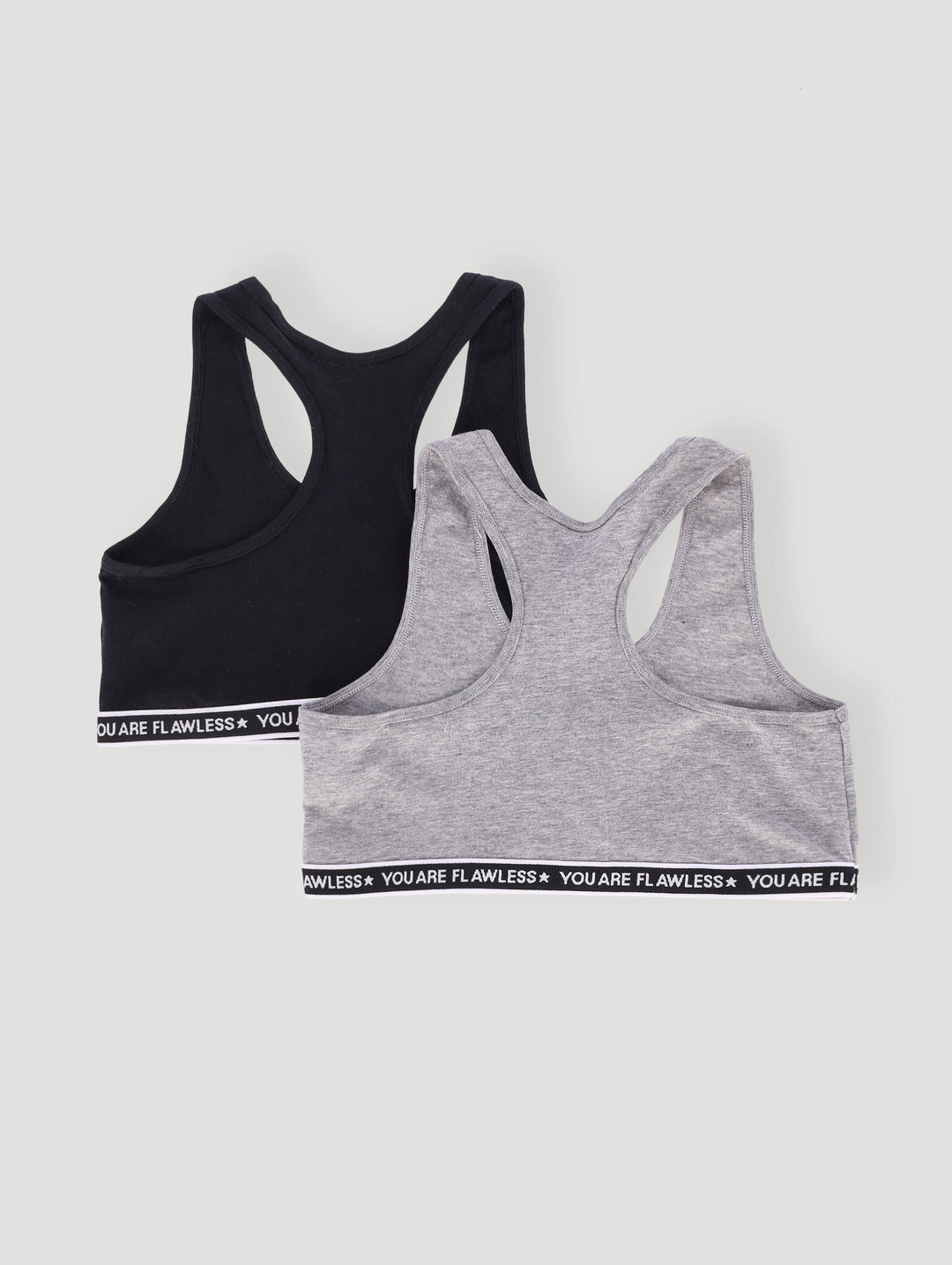 Girls 2 Pack Racerback Bras - Black/Grey