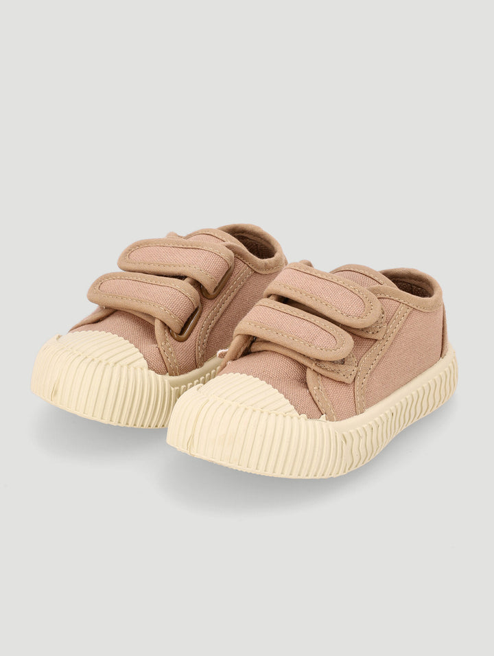 Pre-Boys Double Velcro Sneaker - Taupe