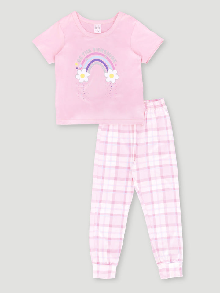 Pre-Girls Rainbow Long Bottom Set - Pink