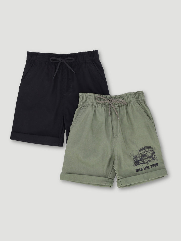Baby Boys 2 Pack Adventure Twill Short - Fatigue