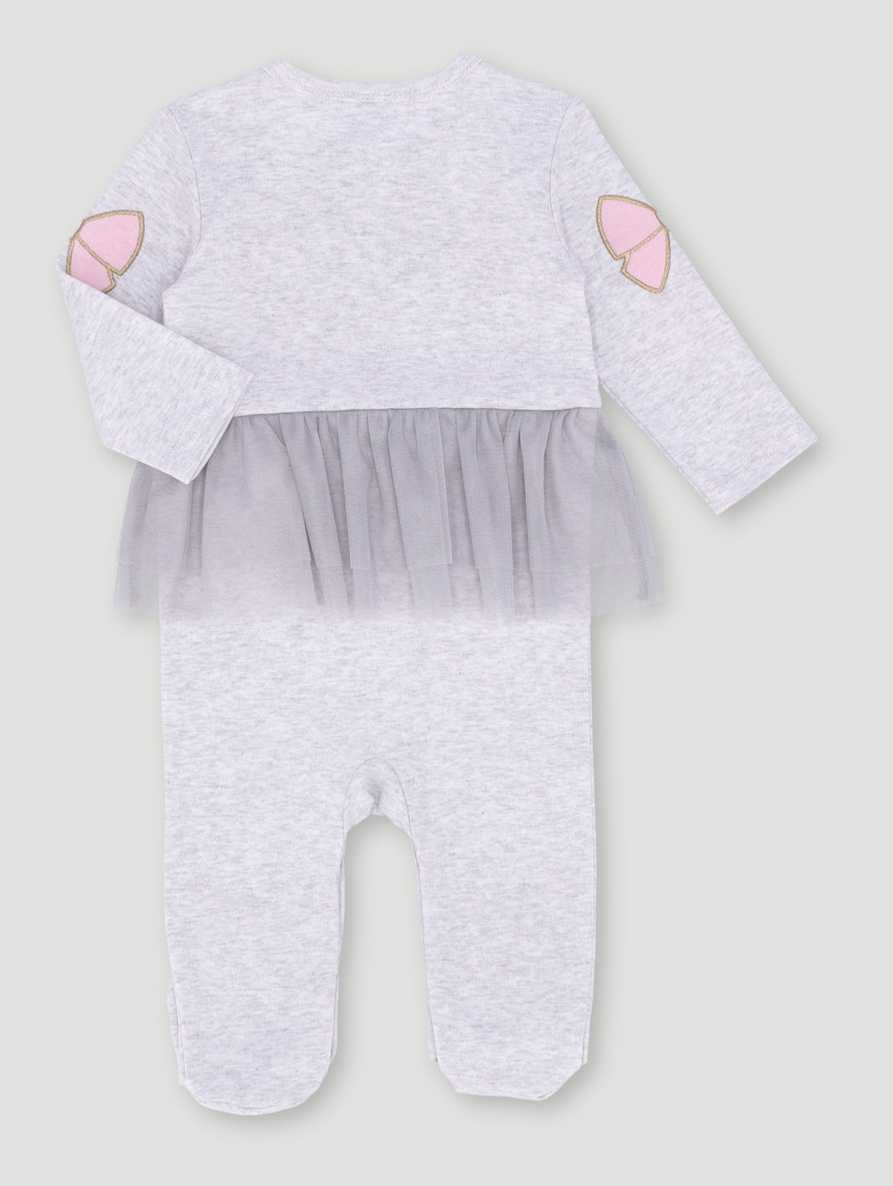Baby Girls Tulle Bow Print Knit Sleepsuit Ice Grey – Edgars