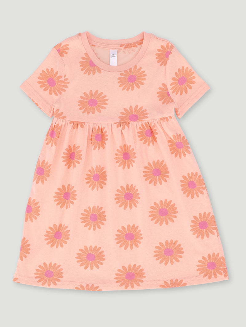 Pre-Girls Floral Print Dress - Peach