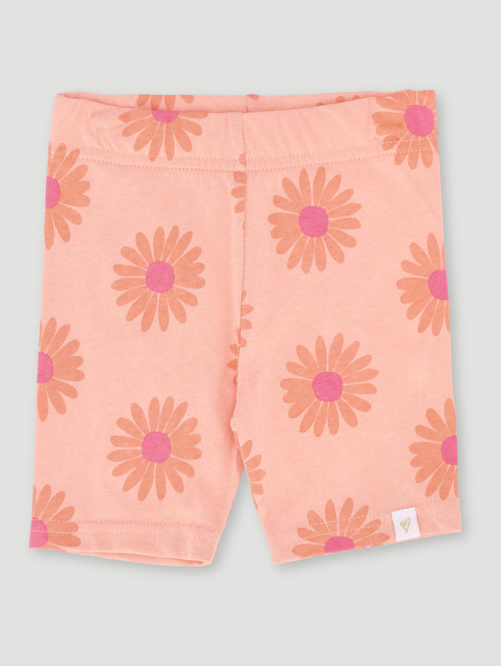 Pre-Girls Floral Print Cycle Short - Peach