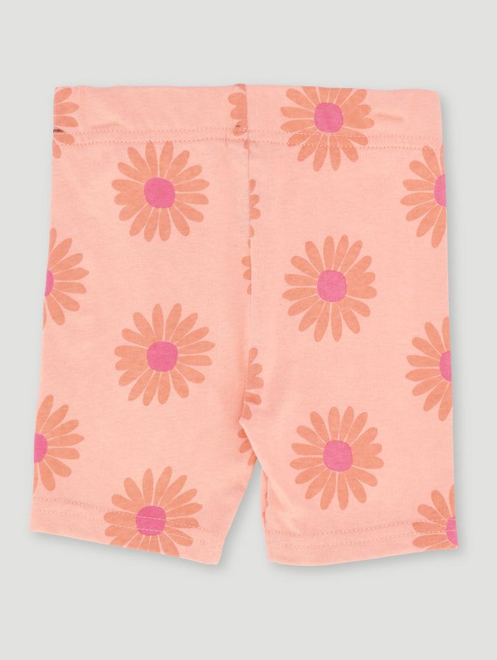 Pre-Girls Floral Print Cycle Short - Peach