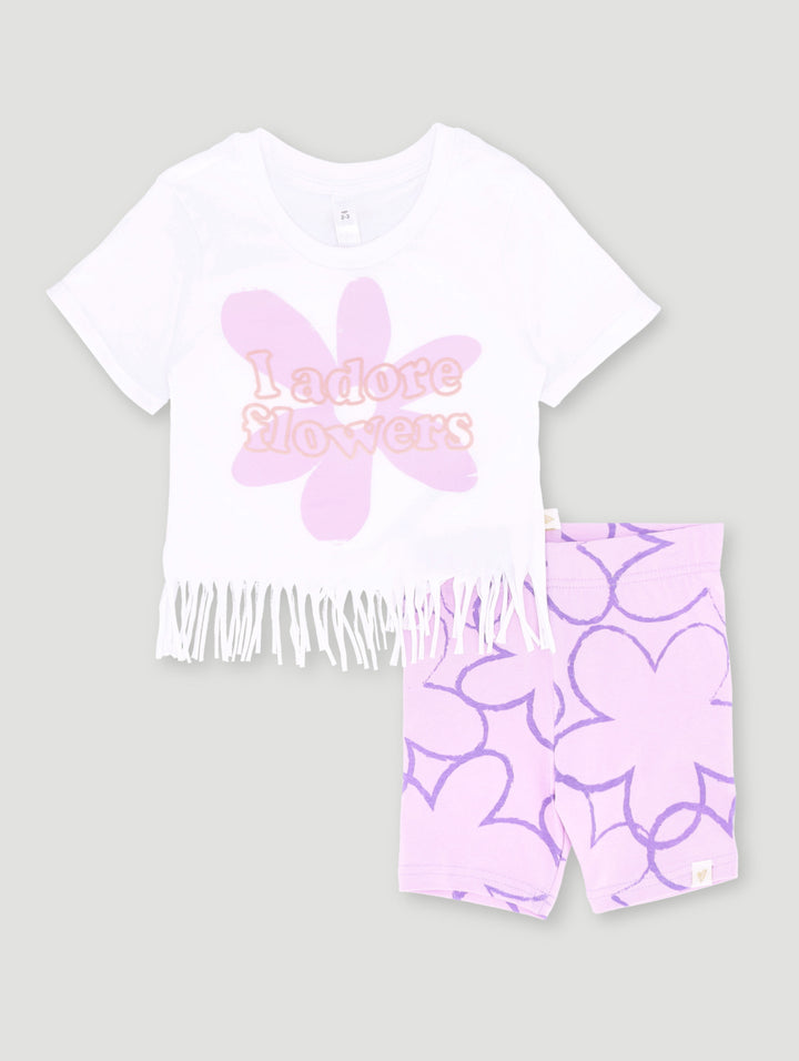 Pre-Girls Cycle Short & Tee Set - Lilac