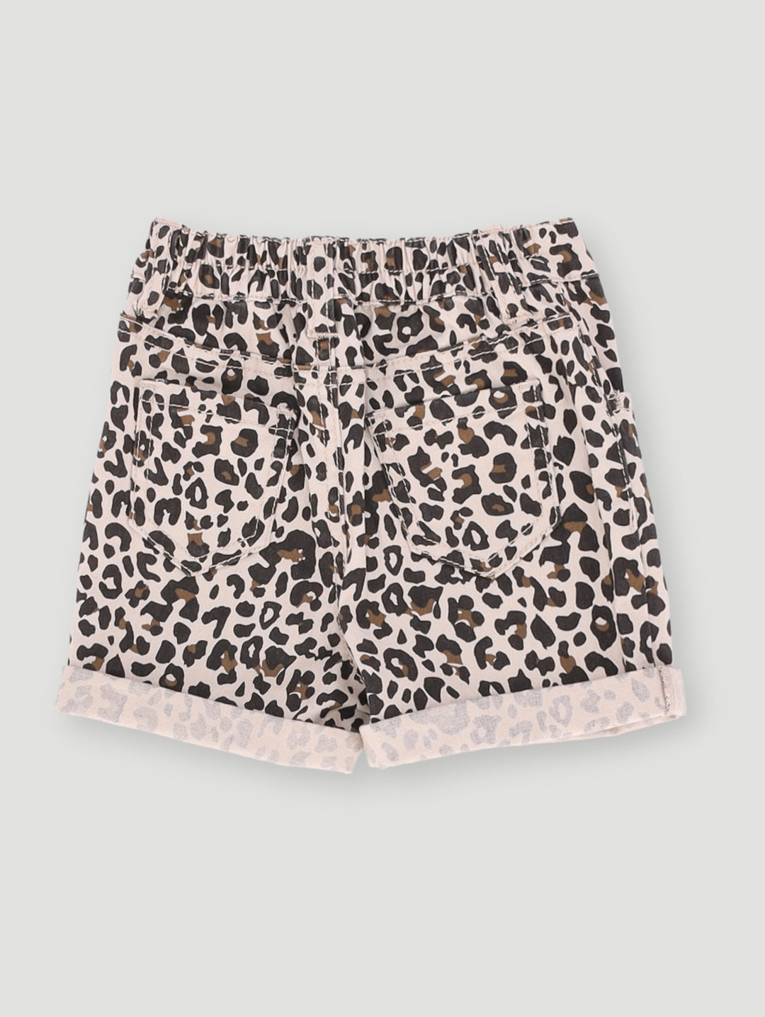 Baby Girls Animal Print Short Denim - Black/Brown