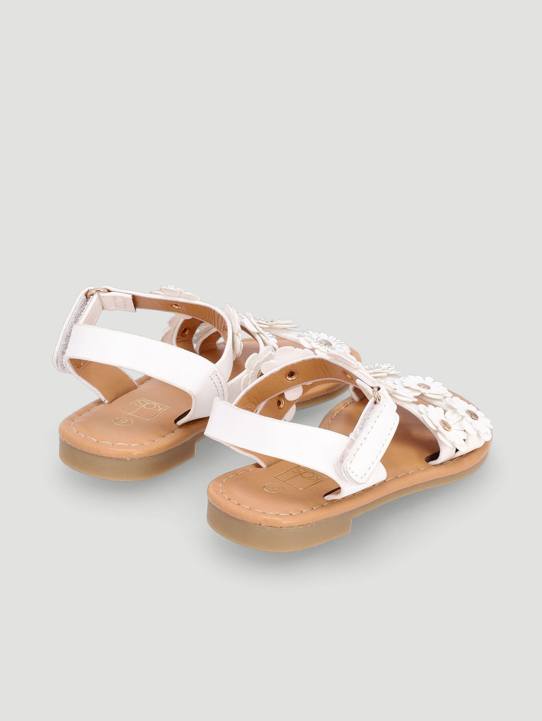 Pre-Girls Flower Sandal - White