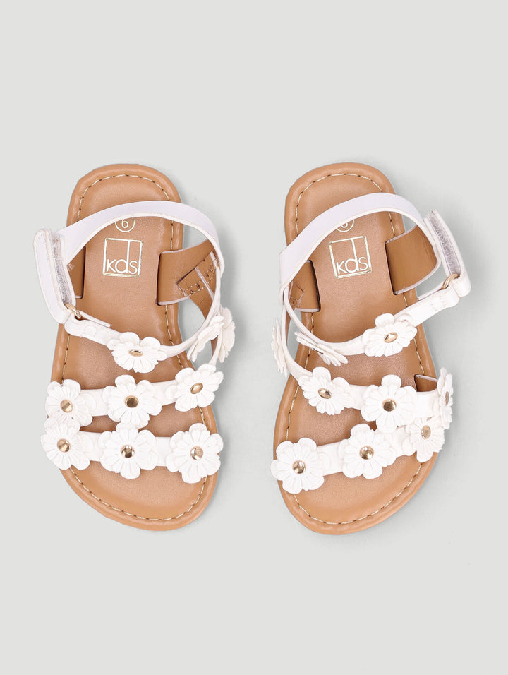 Pre-Girls Flower Sandal - White