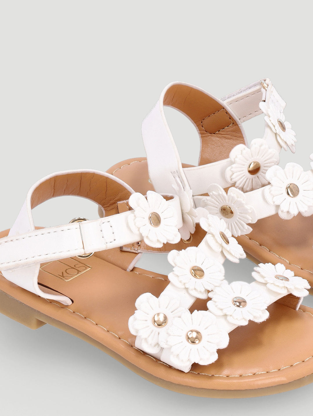 Pre-Girls Flower Sandal - White