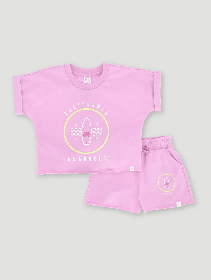 Pre-Girls Unbrushed Fleece Short & Top Set - Lilac