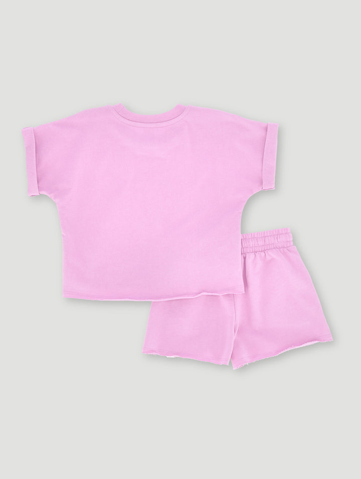 Pre-Girls Unbrushed Fleece Short & Top Set - Lilac