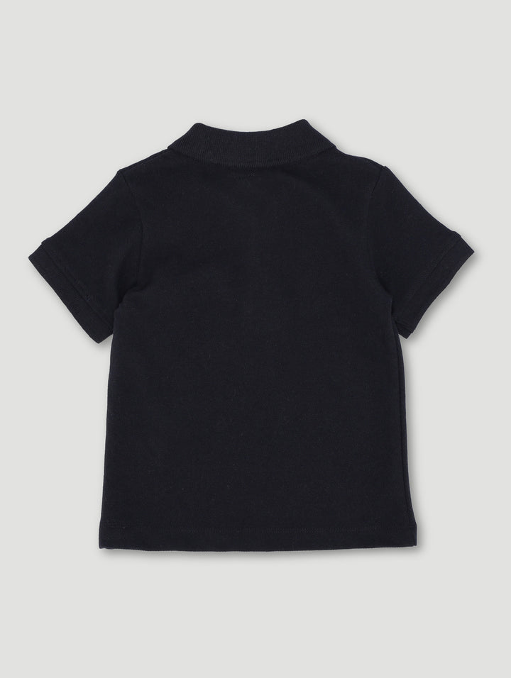 Baby Boys Plain Bear Badge Knit Golfer - Black