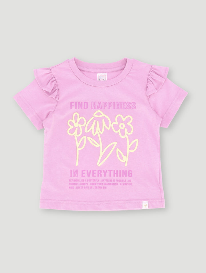 Pre-Girls Flower Placement Boxy Tee - Lilac