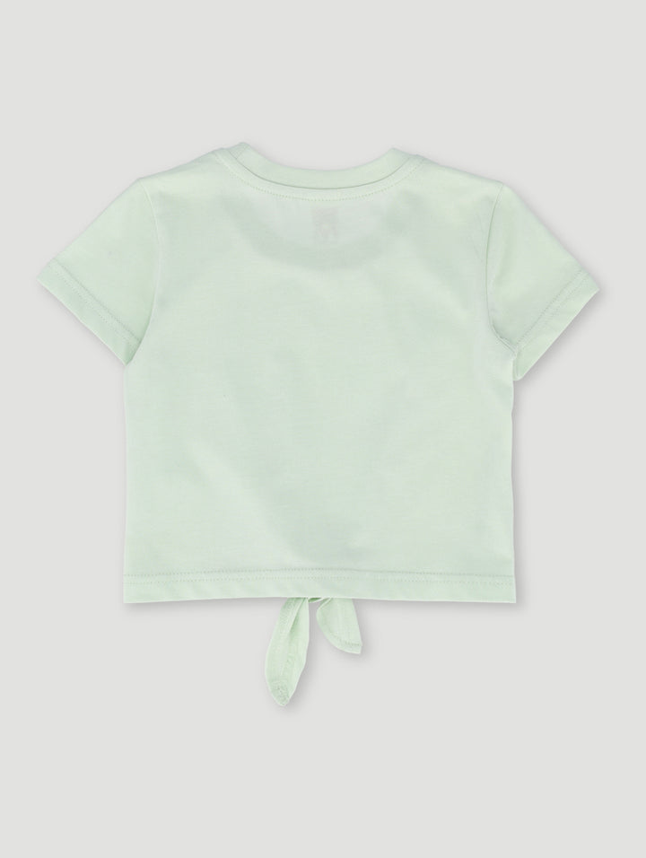Pre-Girls Plain Tee With Tie - Lime