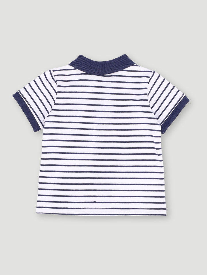 Baby Boys Stripe Golfer Tee - Dark Navy
