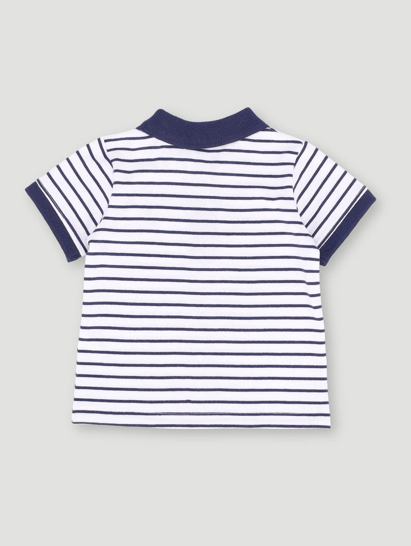 Baby Boys Stripe Golfer Tee - Dark Navy