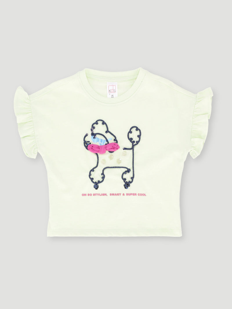 Pre- Girls Doggie With A Bow Top - Lime