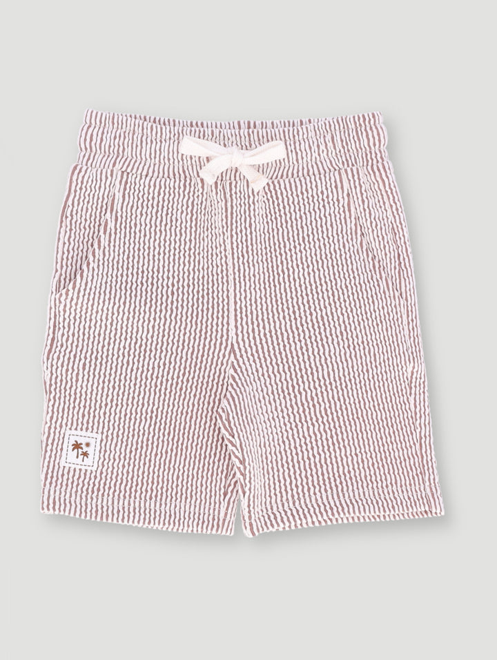 Pre- Boys Seersucker Textured Shorts - Rust