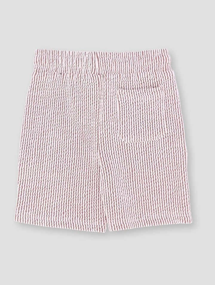 Pre- Boys Seersucker Textured Shorts - Rust