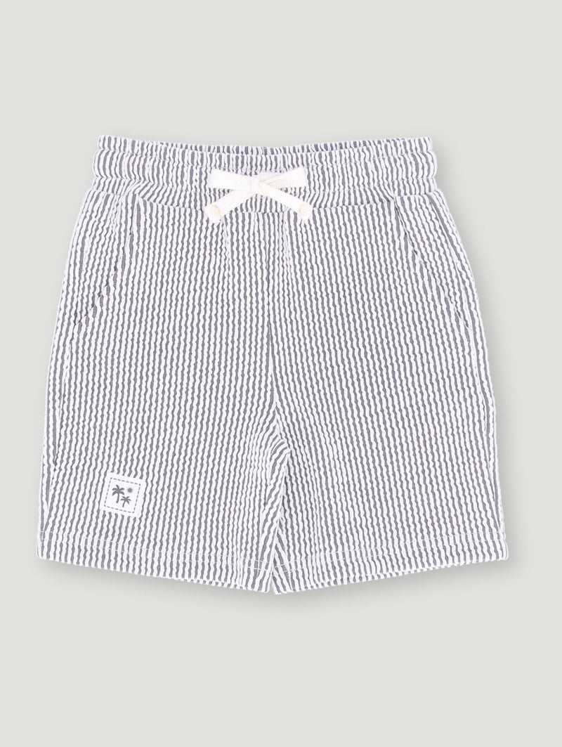 Pre-Boys Seersucker Texture Shorts - Dark Blue