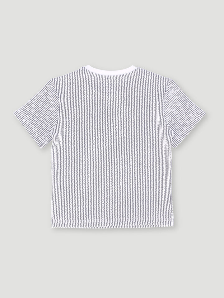 Pre-Boys Seersucker Texture Tee - Dark Blue