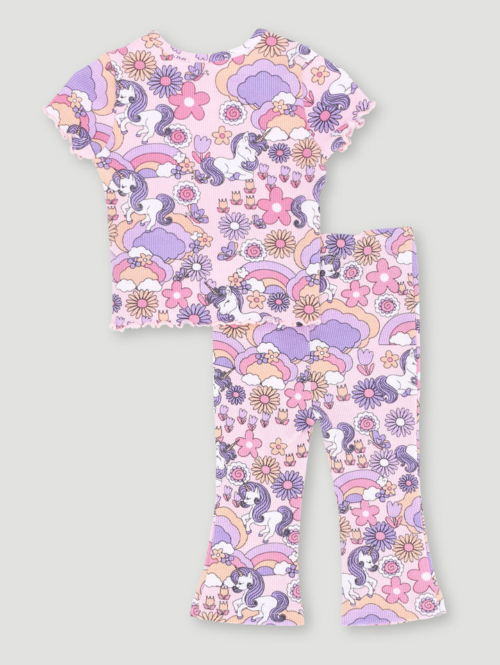 Baby Girls Unicorn Ribbed Knit Set - Tan