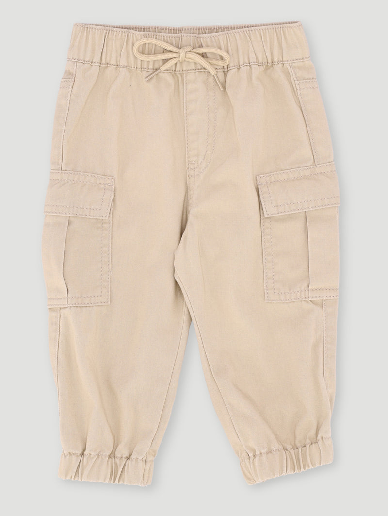 Baby Boys Twill Cargo Pants - Light Stone