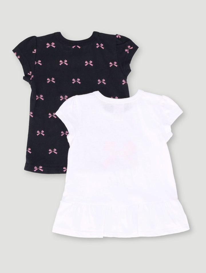 Baby Girls 2 Pack Bows Tee - Dusty Pink