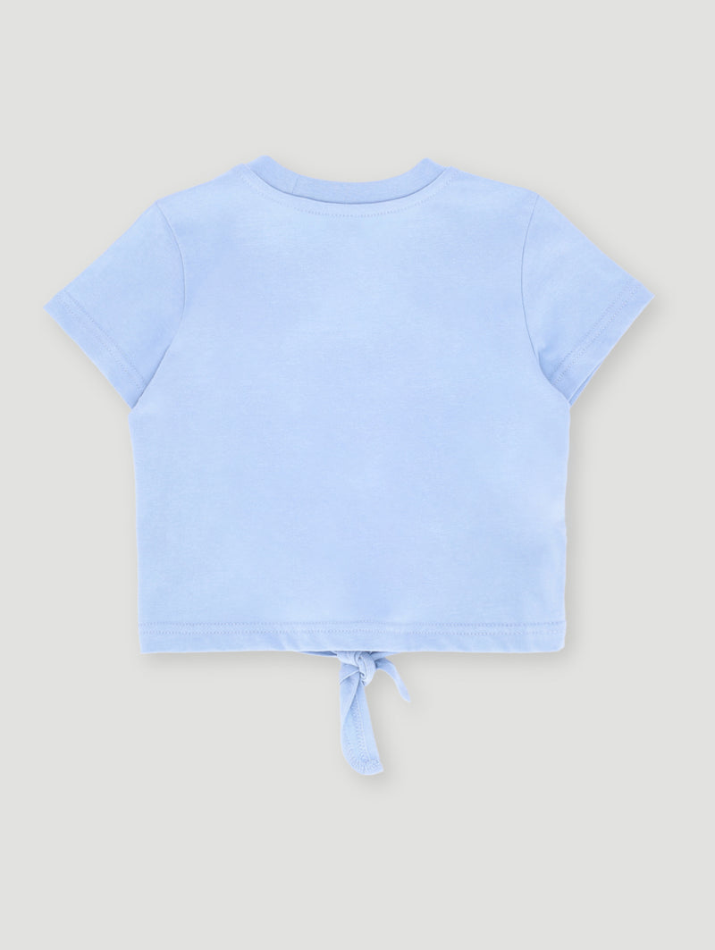 Pre- Girls Tee With Frill On Shoulder - Blue