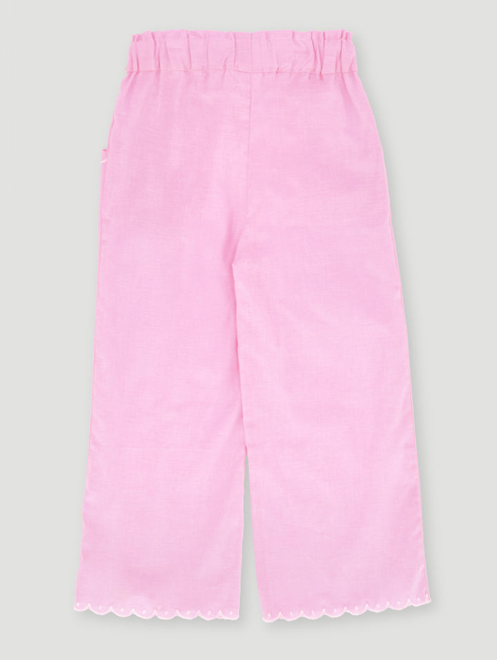 Pre- Girls Wide Leg Scallop Pants - Pink
